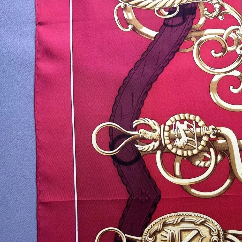 Hermès Red and Gold Silk Scarf